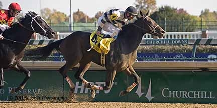 Motor City cruises to his first stakes victory, clearly appreciating the dirt.